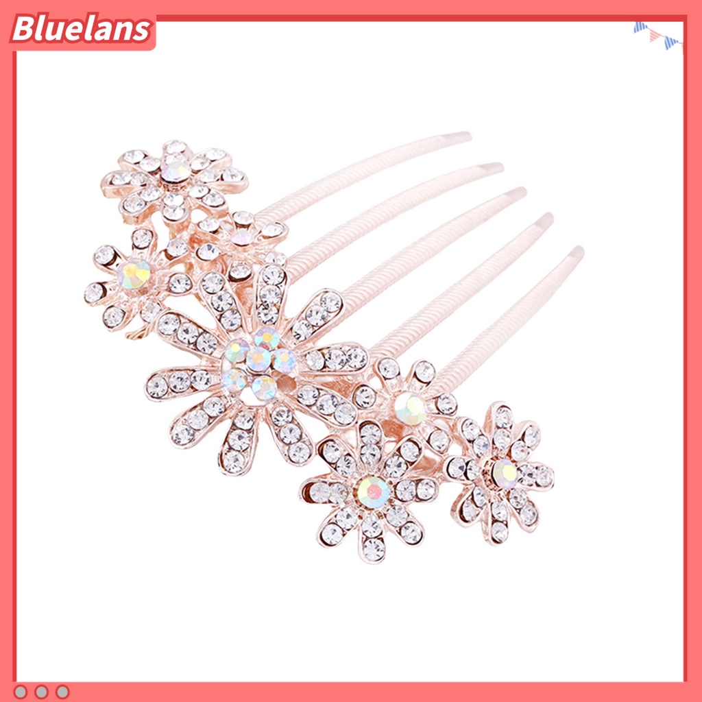 Bluelans Sisir Rambut Berlian Imitasi Model Gigi Lima Untuk Aksesoris Styling