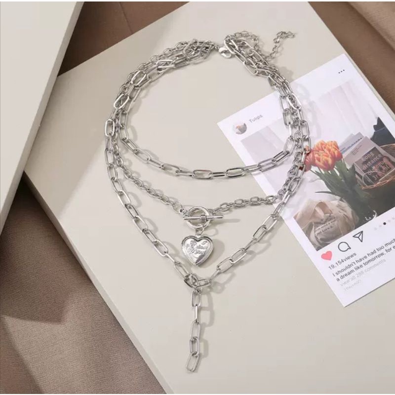 KALUNG METAL HEART CHAIN LAYER AI0169