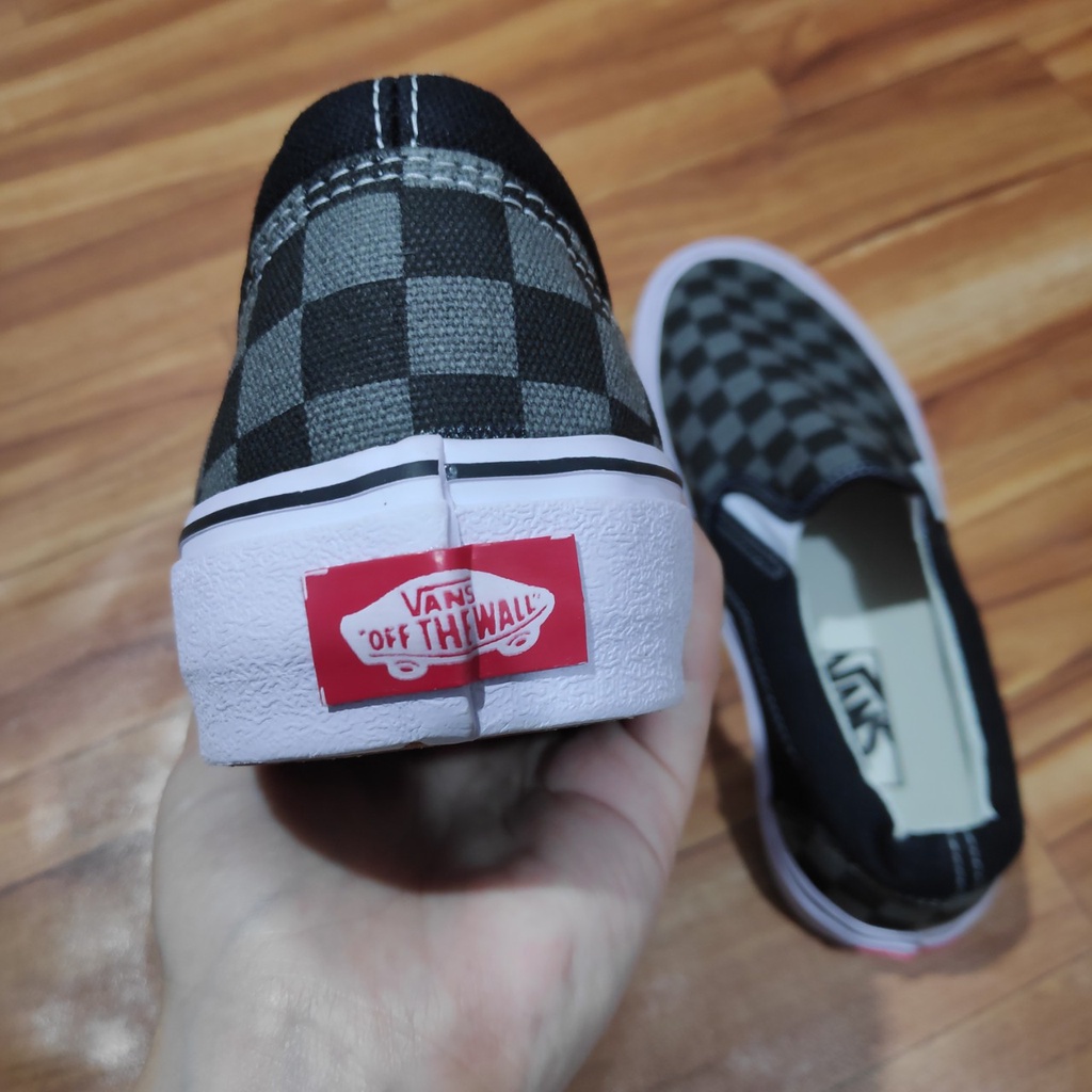 [COD] PREMIUM QUALITY! Sepatu Slip On Checkerboard - Classic, OG, Black Grey, Black on Black (Free Box)