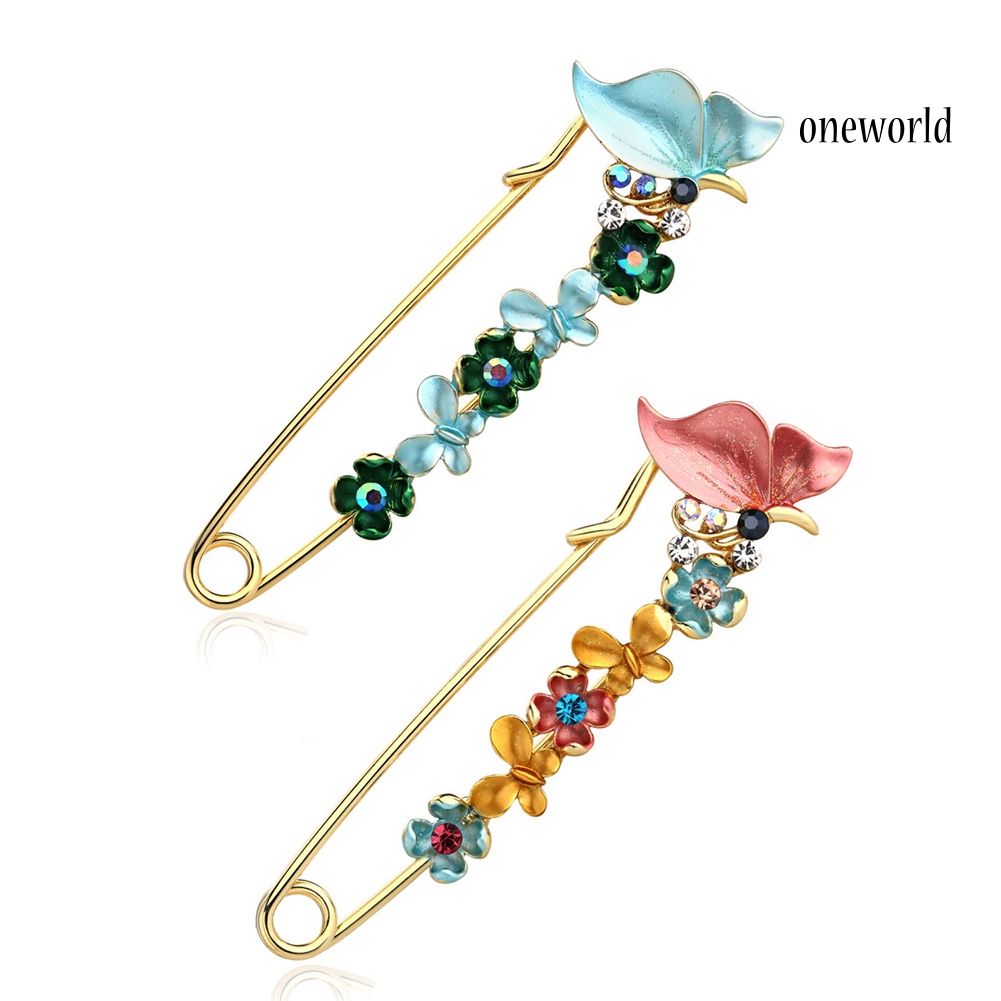 OW@ Fashion Women Multicolor Flower Rhinestone Scarves Shawl Clip Brooch Pin Decor