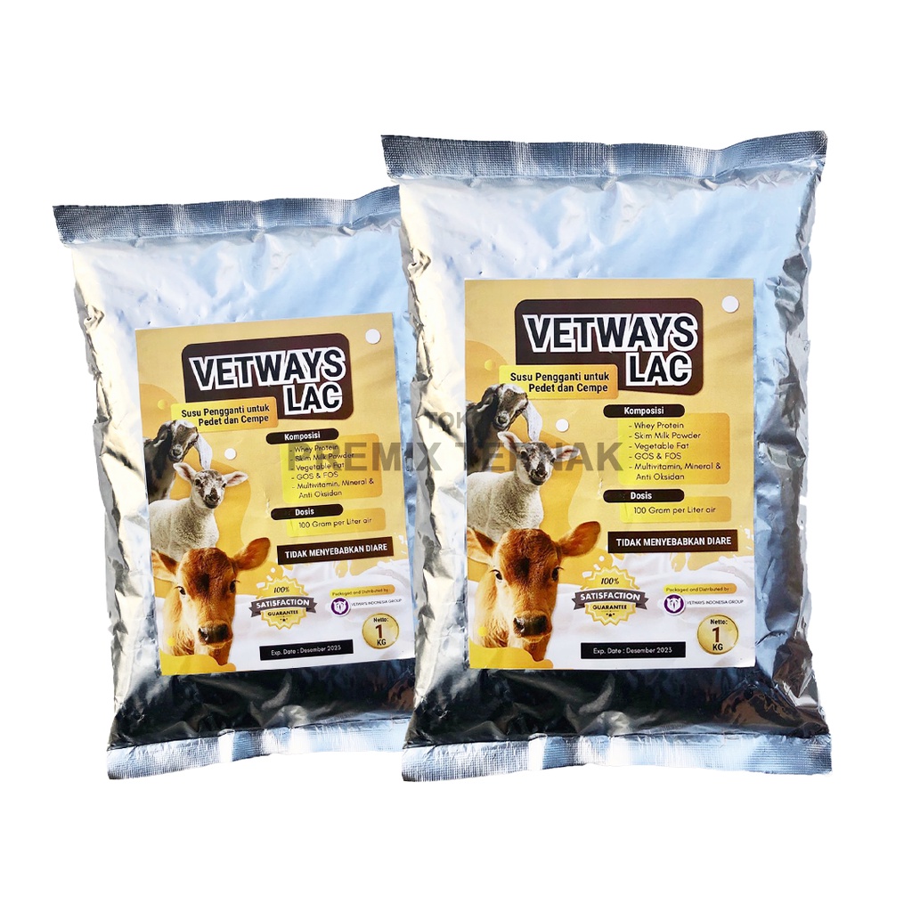 VETWAYS LAC 1 kg Susu Anti Diare | Susu Pengganti /Sambung Induk Sapi Kambing Domba Anti Mencret | Susu Pedet Cempe