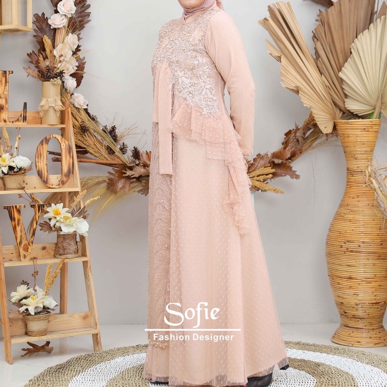 Dress Kondangan Dera Warna Cokelat by Sofie Fashion Designer