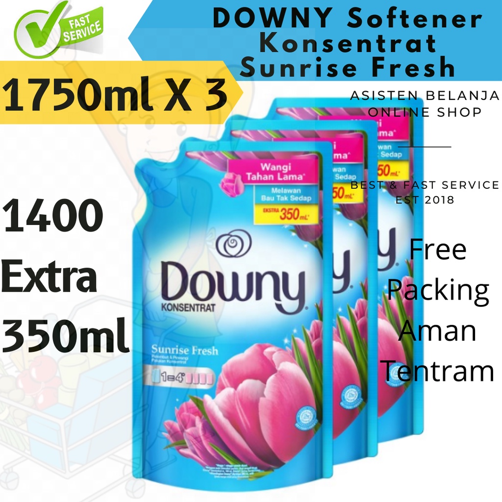 Triplepack 3X DOWNY Sunrise Fresh 1400 + 350 ml Softener Pewangi Baju Refill 1500 1600 1400ml 1500ml