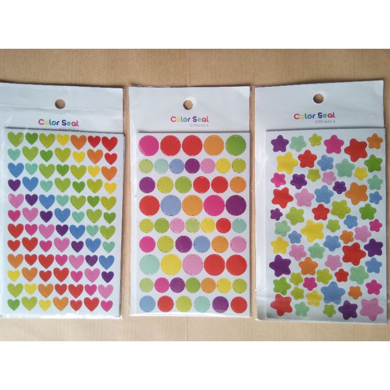 

Stiker Colorfull Bulat Hati Bintang 15x9cm