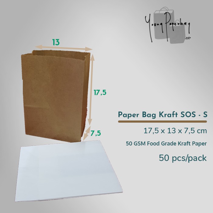 

Paper Bag / Kantong Kertas Kraft SOS Polos Size S 41