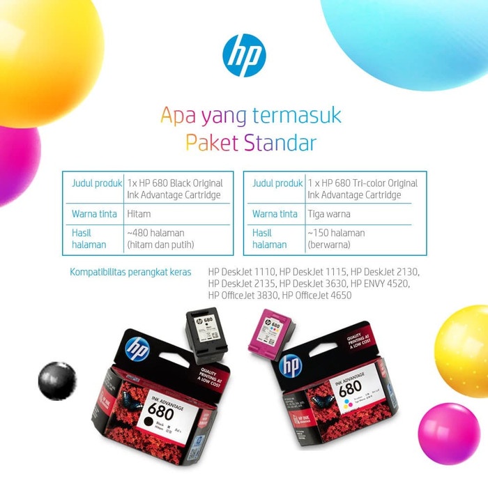 CARTRIDGE HP 680 COLOR / TINTA CATRIDGE HP680 COLOUR ORIGINAL - RESMI