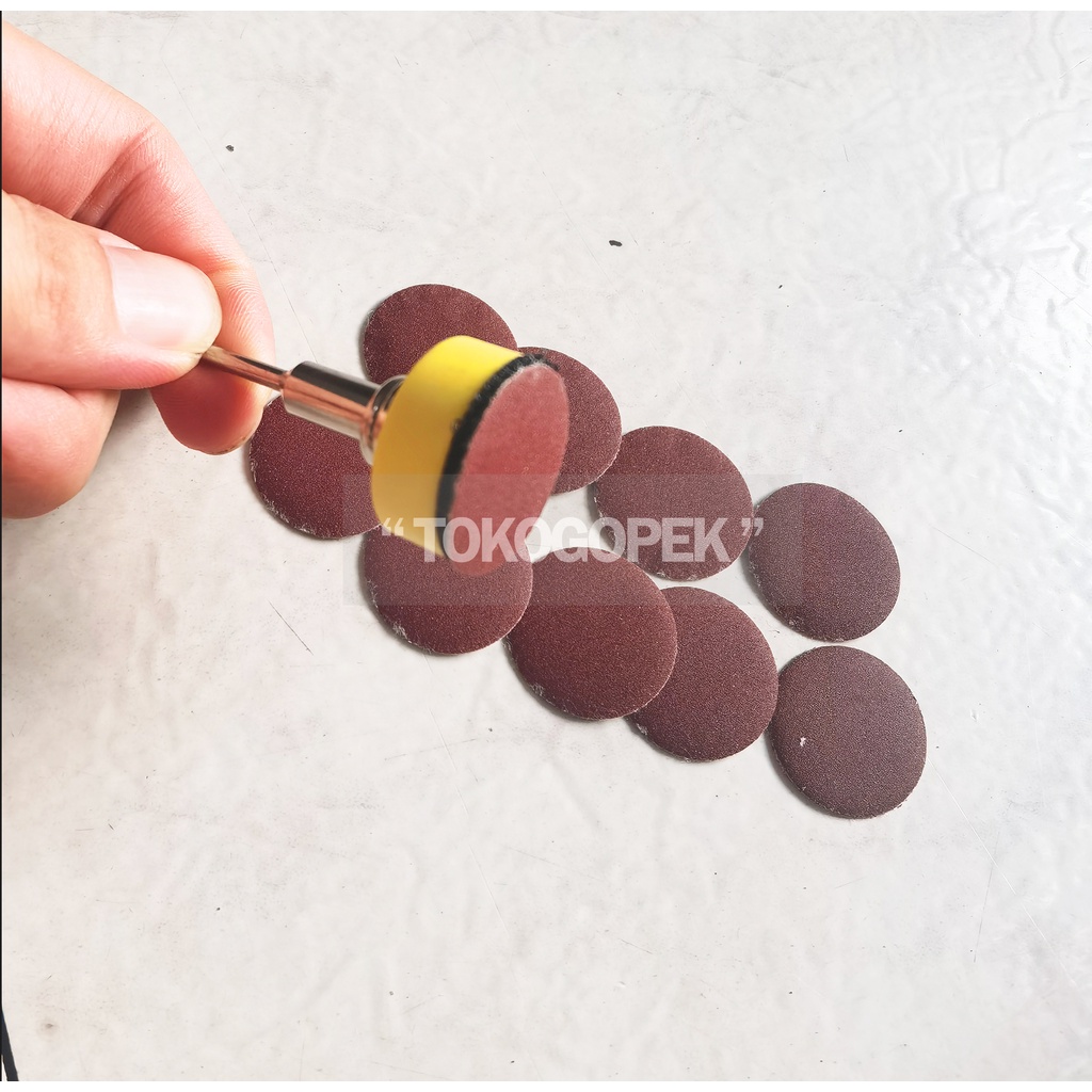 PAKET DISC AMPLAS BULAT VELCRO 1 INCH - 1O LEMBAR + 1 SET DISCPAD