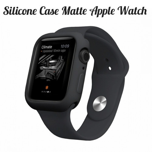 Case Black Bumper Apple Watch 38mm 42mm 40mm 41mm 45mm Series SE 7 6 5 4 3 2 1 Softcase Casing Hitam Cover Silicone Matte/Soft Bazel Bumper Silikon Mate Gelap Anti Minyak A-oil Pelindung TPU HD casing/Protecth Protection Body 38 40 41 42 44 45 mm Seri