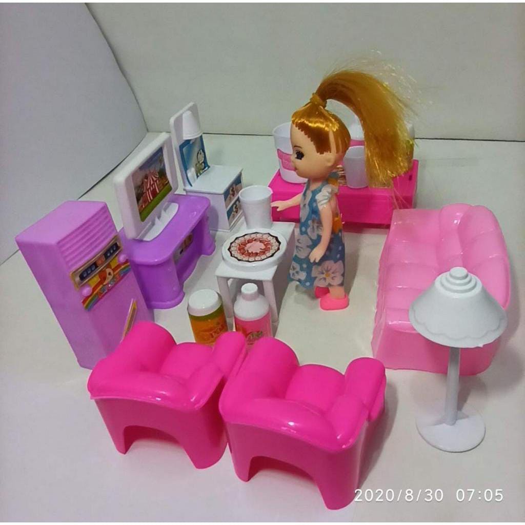 Mainan anak perempuan Boneka furniture sofa meja dan tv / maenan anak perempuan