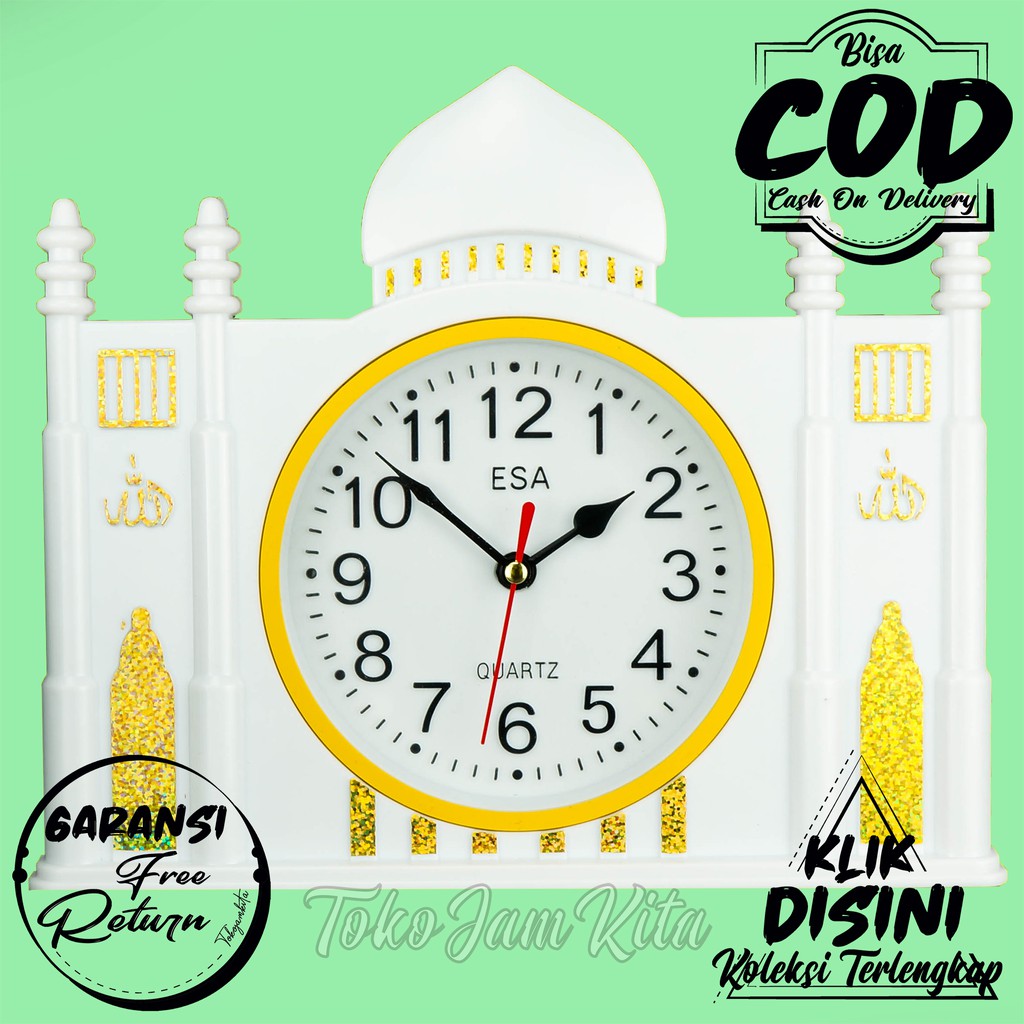 JAM DINDING ISLAMI UNIK MURAH INCLUDE PACKING KOMPLIT & GARANSI FREE RETURN 348-Yellow