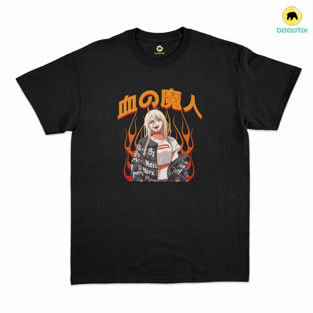 SHINZO - Tshirt Power - Baju Chainsawman - Kaos Anime Streetwear - Baju Waifu