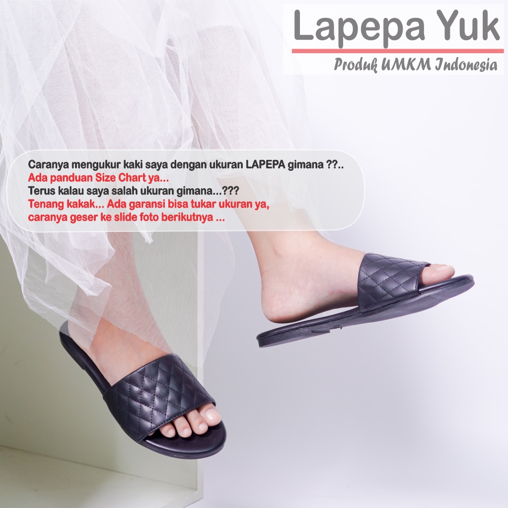 LAPEPA YUK - Sandal Wanita Teplek Selop VANIA ALL COLOR Sendal Slop Cewek Flat Slip On Tidak Licin Anti Slide Karet Jelly Warna Black Hitam Brown Coksu Size 36 37 38 39 40 Sandal Perempuan Premium Original Kekinian Terbaru Shoes ORI Mall Official Store