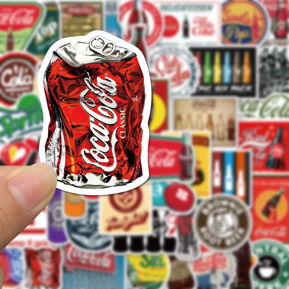 50 Pcs Stiker Desain Kartun Botol cola Tahan Air Untuk Dekorasi laptop