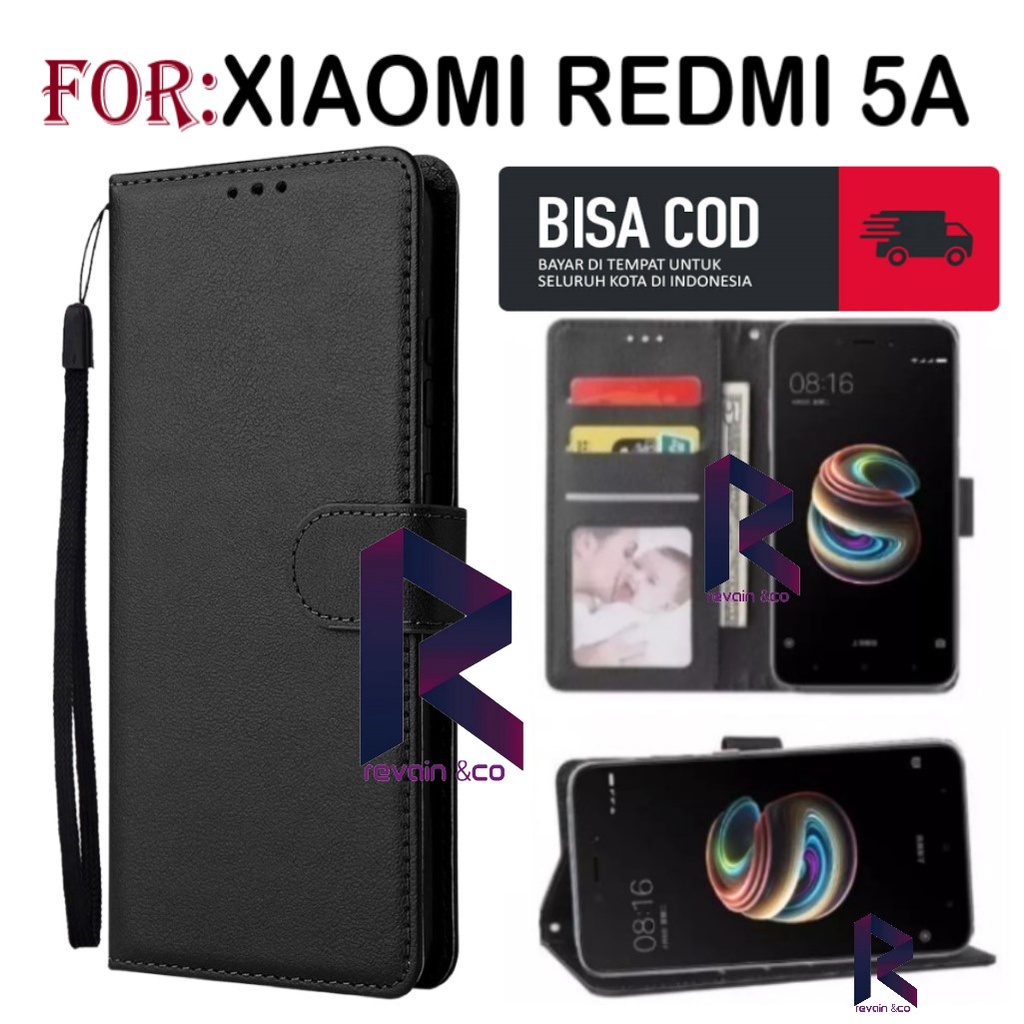 CASE XIAOMI REDMI 5A FLIP WALLET LEATHER KULIT PREMIUM SARUNG BUKA TUTUP KESING HP FLIP CASE REDMI 5A