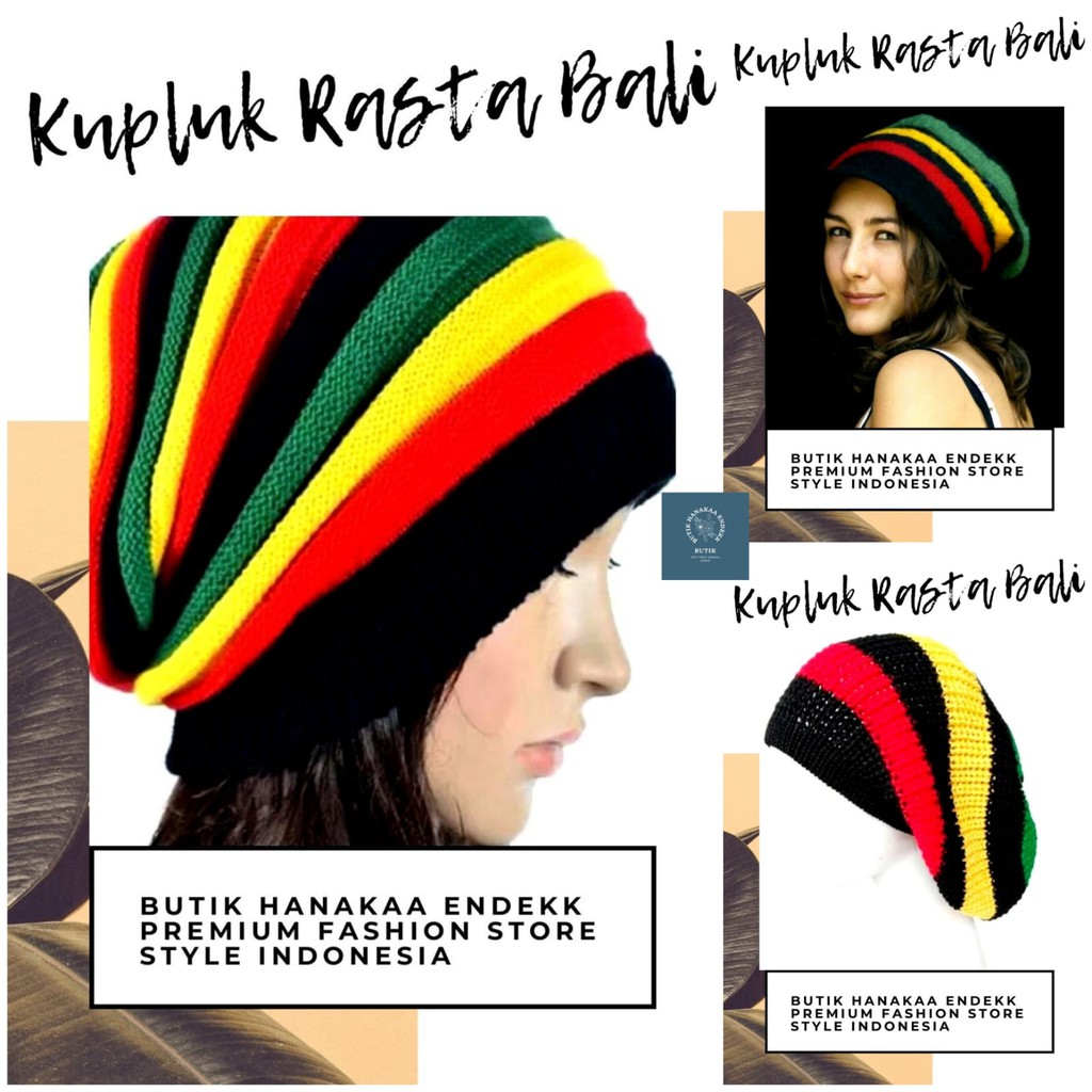 Topi Kupluk Rasta Bali Pantai Rajut Pria/Wanita (Unisex)