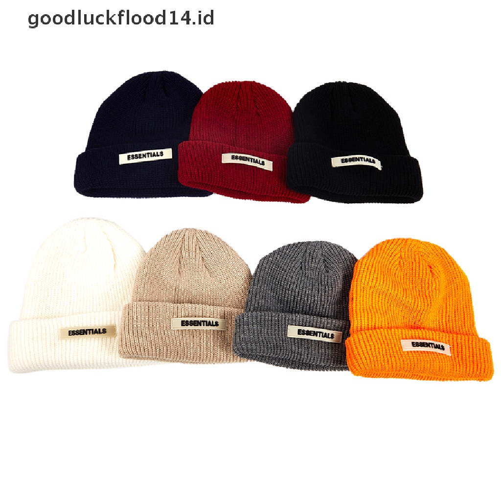 [OOID] Knitted Hats Women Black Beanie Thick Hat Winter Hats Beanies  Skullcap ID