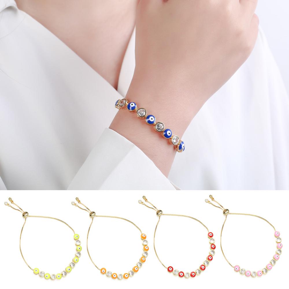 Top Evil Eye Gelang Charm Perhiasan Emas Adjustable Cuff Bangles