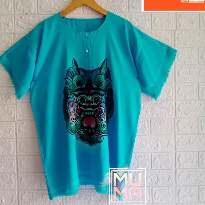 Best Seller.. biru laut - baju Barong Bali pria wanita - Kaos Bali - Kaos Pantai - baju pria wanita 
