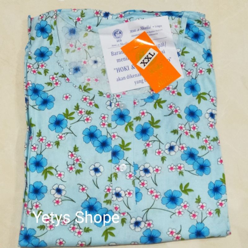 Hoki&Sheila Jumbo LD120 C3/4 Baju Tidur Piyama Fit XXL [Part 1]-Geranium HS Biru