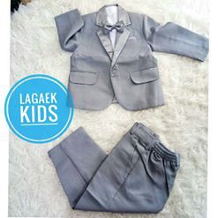 Setelan Jas Anak 4in1 Abu Silver Usia 8 9 10 11 Tahun - Setelan Formal Pesta Anak Cowok Resmi Jas Set Grey Tuxedo