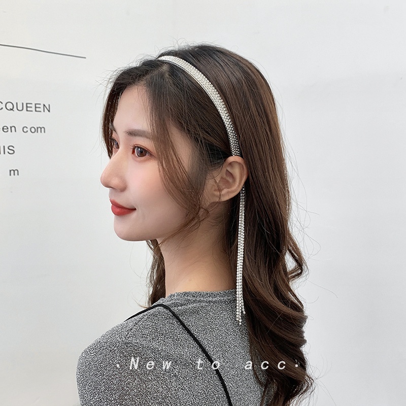 Headband Model Rumbai Aksen Berlian Imitasi Gaya Korea Untuk Wanita