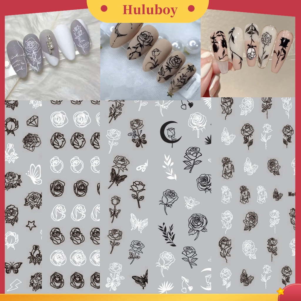 Huluboy Huluboy♡ Stiker Kuku 3D Motif Bunga Untuk Manicure