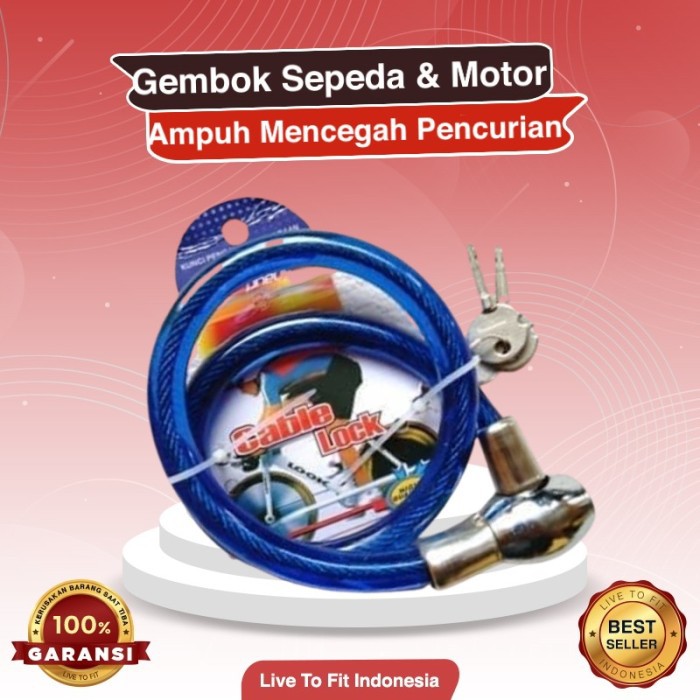 Cable Lock / Gembok Sepeda Motor / Kunci Pengaman Helm Rumah Sepeda