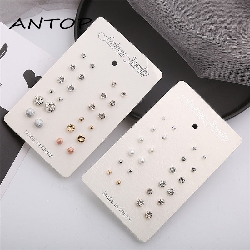 1 Set/mode Anting Set Wanita Sederhana Paduan Berlian Imitasi Bola Anting-Anting Wanita Aksesoris Perhiasan Hadiah ANTOP