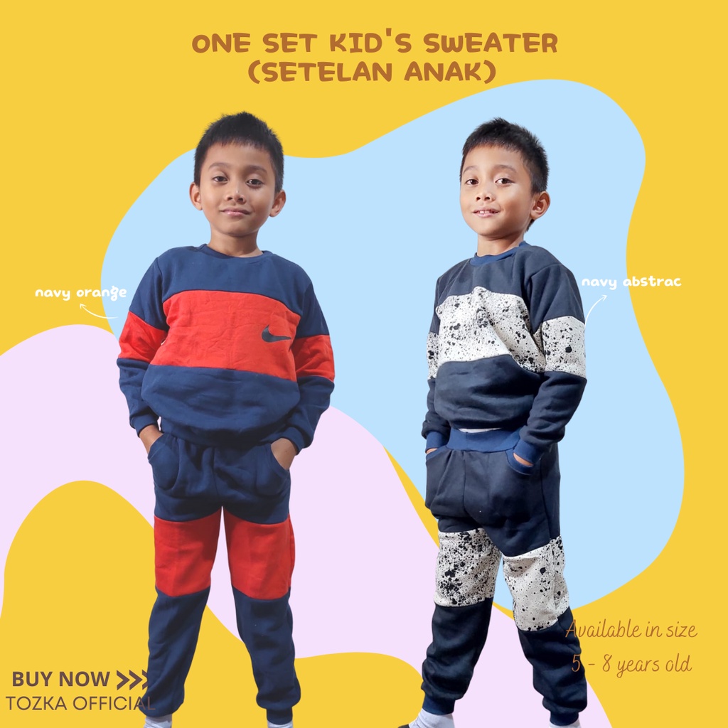 Setelan sweater anak I Oneset kids I Baju anak set size 5-8 thn