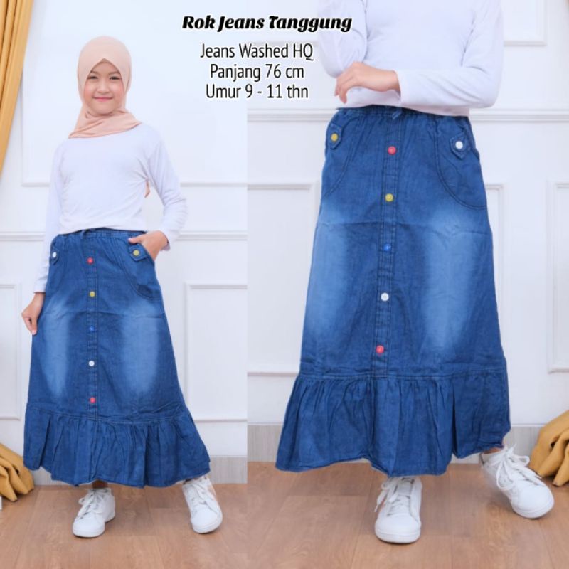 Rok Jeans kancing Anak 9-11th //JF5454