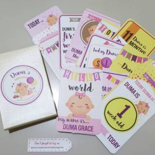 CUSTOM NAMA BABY MILESTONE CARD (KARTU SELFIE BAYI) - GIRL SERIES 1