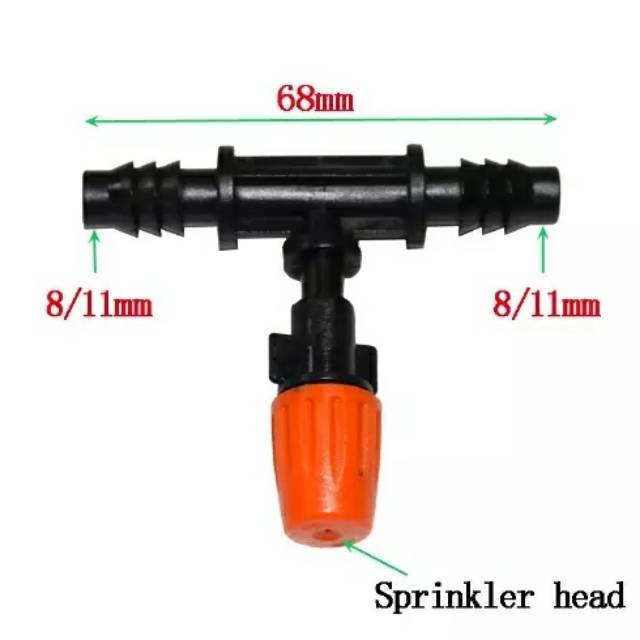SPRAYER TAMAN MIST NOZZLE + KONEKTOR TEE UNTUK SELANG PE 11MM