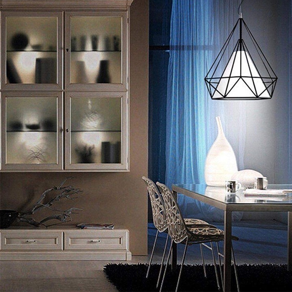 Lampshade Retro Edison Metal Wire Cage Shaped Hanging Pendant Light Chandelier Lampshade Without Bulb Lamp shade Diamond Shaped OW