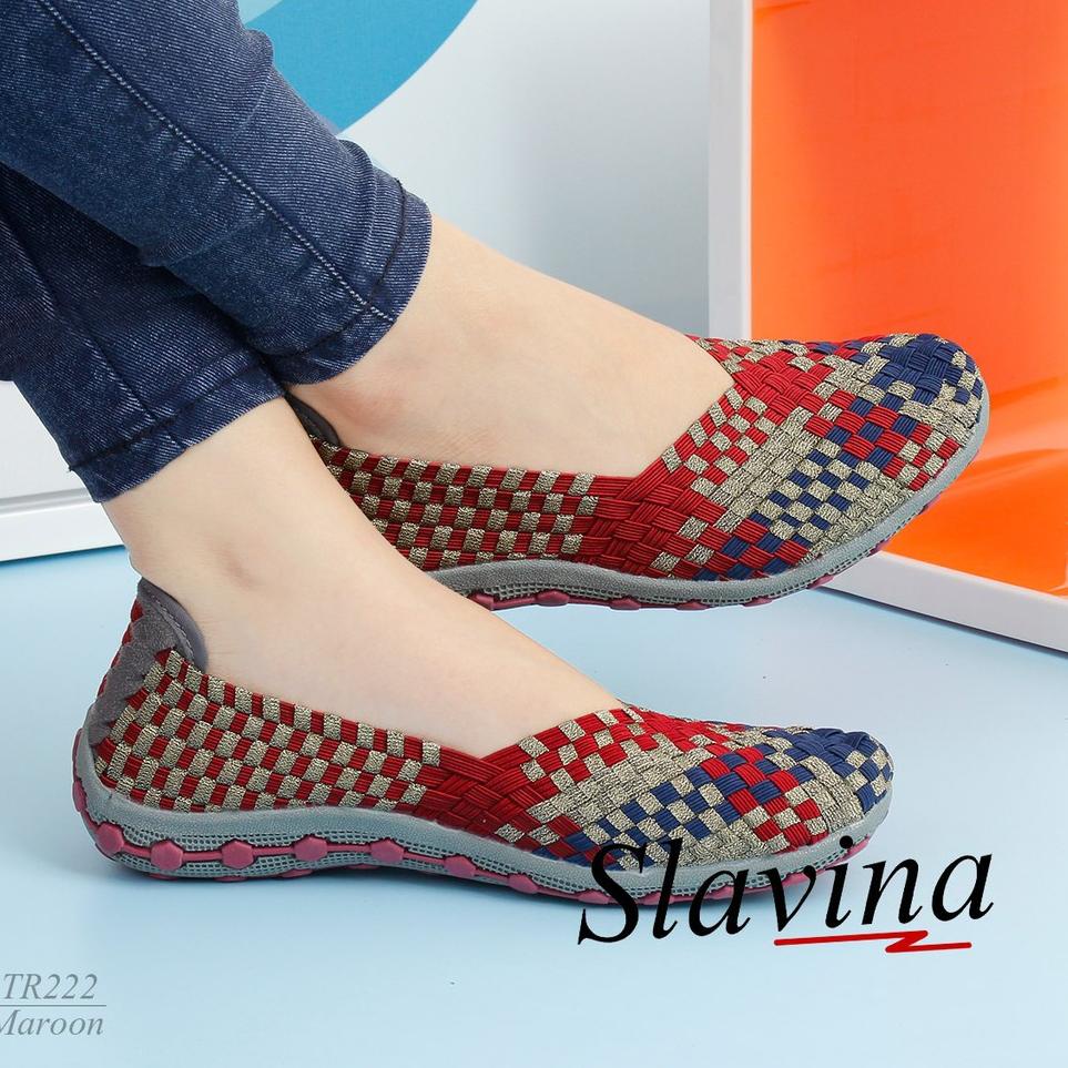 Sepatu Wanita Slavina Claliya Knit Flat Rajut TR222 G1W1