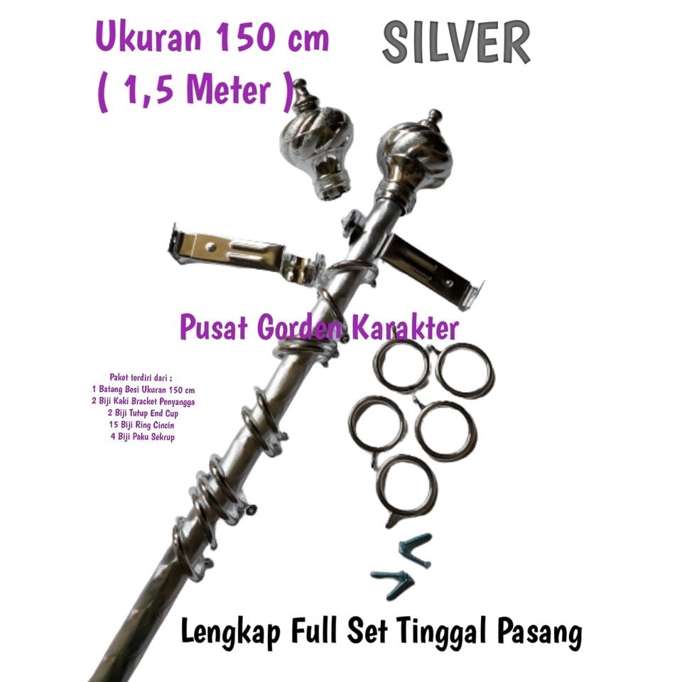 Besi Gorden Hordeng Jendela Minimalis 150 cm atau 1,5 Meter Besi Gorden Hordeng Full Set Murah Besi 