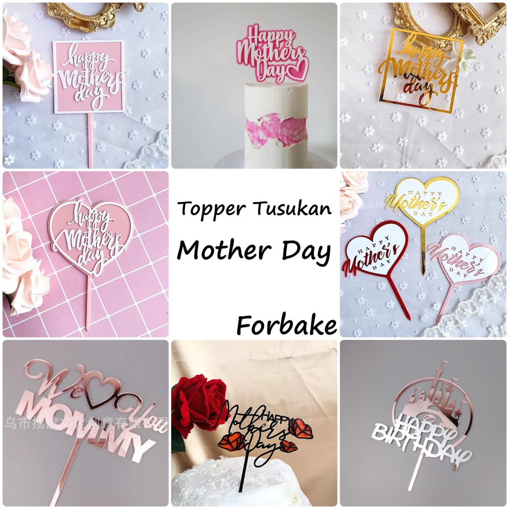 Cake Topper Penghias Kue Ulang Tahun Ultah Happy Birthday Mother Day