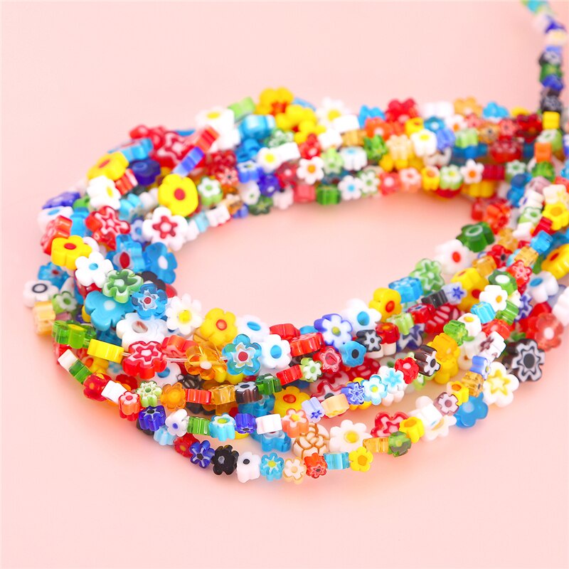 4-9mm Lampwork Glass Beads Lovely Flower shape Loose Beads Multi-Colors For Jewelry Bracelet Necklace Earring Ring Making