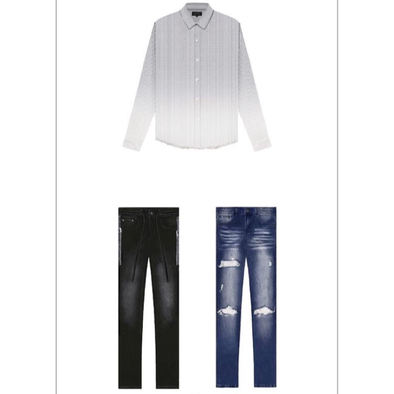 Rucas Jeans Season 7 Heritage Paisley / Pacific Blue / GRADIENT OXFORD SHIRT SIZE 29 30 31 32 33 34 