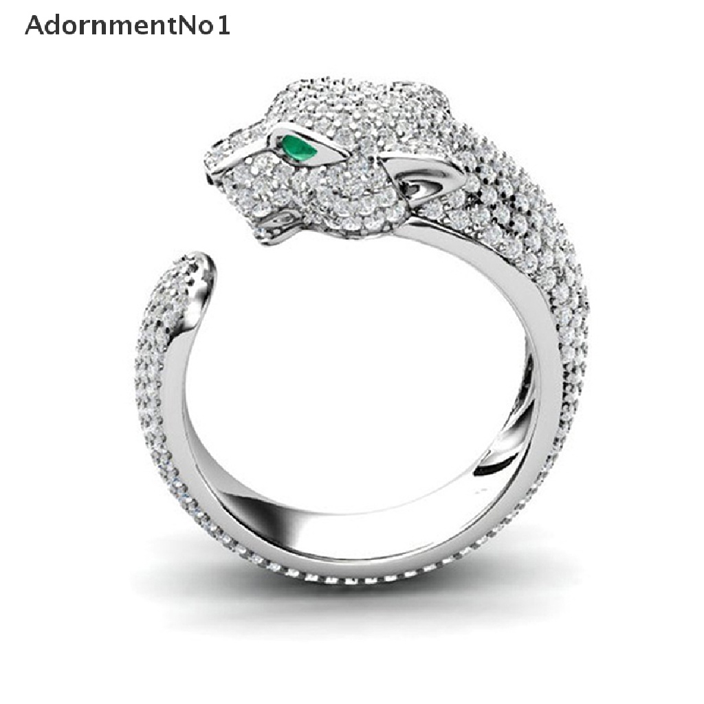 (AdornmentNo1) Cincin Terbuka Fashion Motif Leopard Aksen Kristal Untuk Perhiasan Pria / Wanita / Pesta