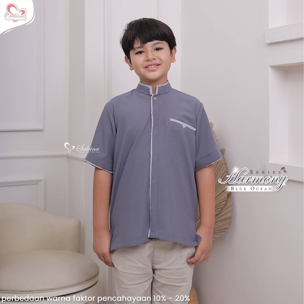 Salvina Hijab Sarimbit Raya Harmony Series BLUE OCEAN Quality Premium Syari'i - Family Set