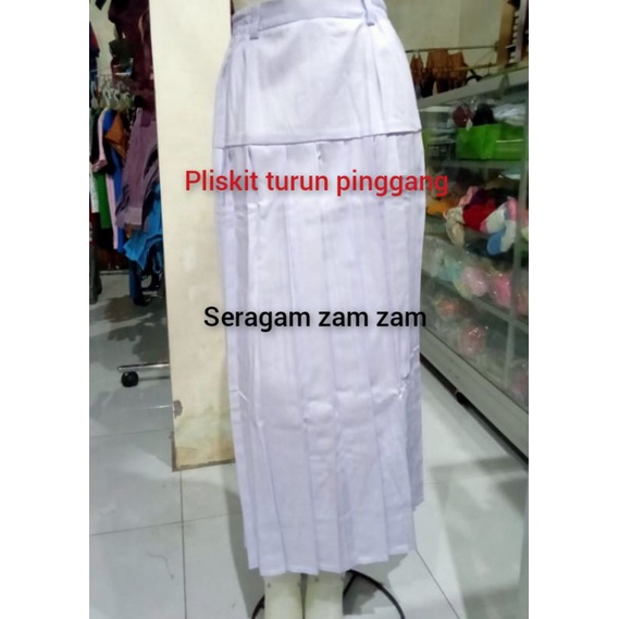 rok panjang pliskit turun pinggang,seragam SD SMP mi Mts seragam sekolah SD SMP seragam madrasah-T.pinggang plisputih