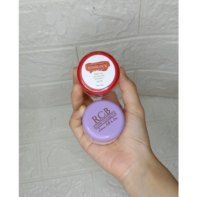1 pcs cream all in one step 1 + sunblock rcb glow cosmetic