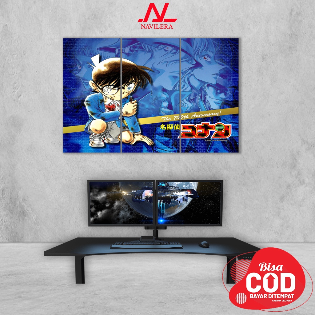 NAVILERA - Hiasan Dinding Kamar Poster Kayu Anime Detective Detektif Conan Konan Wall decor -2