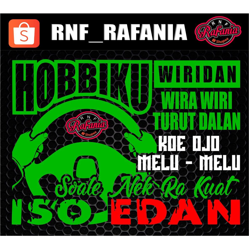 STICKER KACA PINTU/BODY MOBIL HOBBIKU WIRIDAN WIRA WIRI TURUT JALAN TRUCK/PICK UP/L300