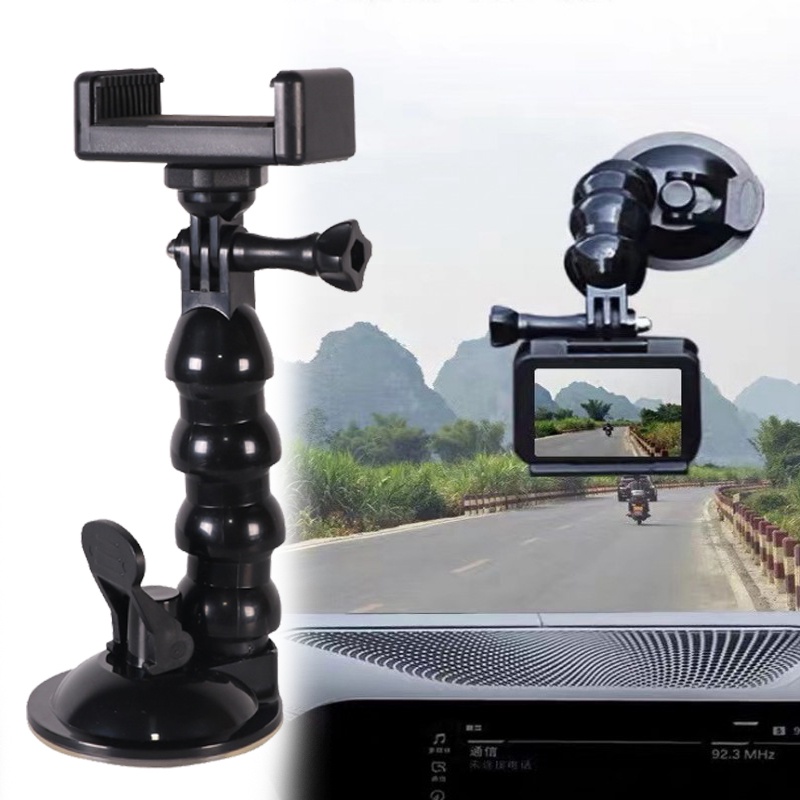 [Universal Car Mobile Phone Gopro Camera Holder] [ Multifunction Windshield Dashboard Gooseneck Mount Adjustable Snake Shape Flexible Suction Cup Mount] [Car driving recorder bracket]