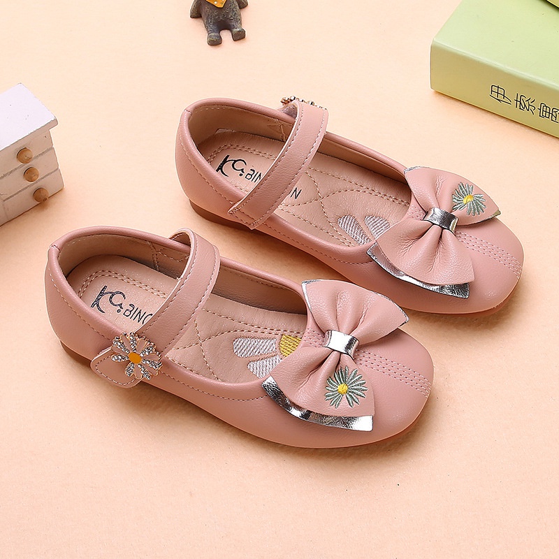 2023 NEW Kulit Sepatu Pesta Anak Mutiara Diamond Sepatu Kupu -kupu Anak Perempuan