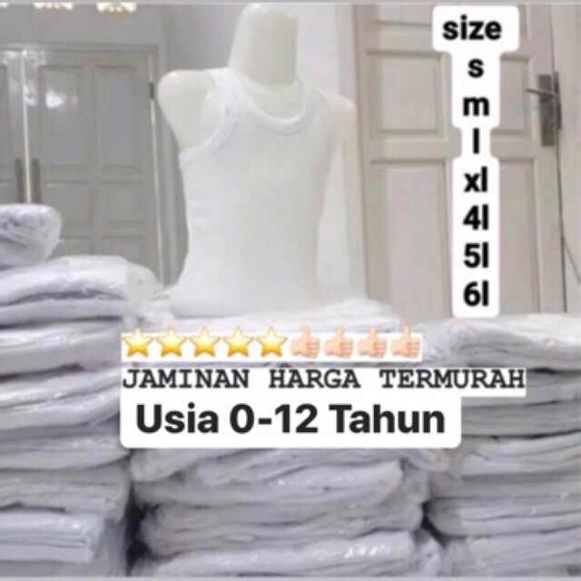  Kaos  Dalam Singlet anak  unisex perempuan laki2  usia 