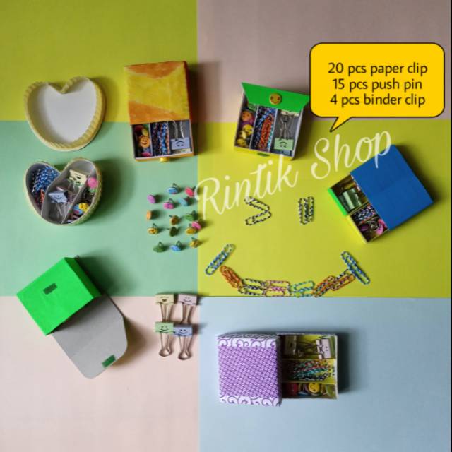 Set Paper Clip Binder Clip Push Pin Emoji