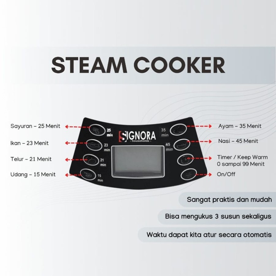 SIGNORA Steam Cooker Alat Kukus Makanan Praktis dan Sehat
