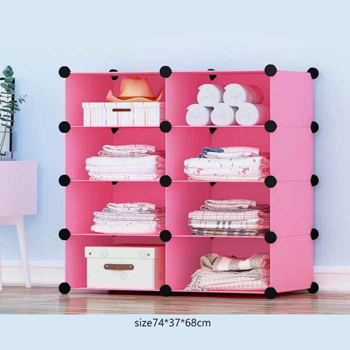 rak pakaian kabinet serbaguna baju multifungsi polos lipat M4C0 portable laci penyimpanan susun hita